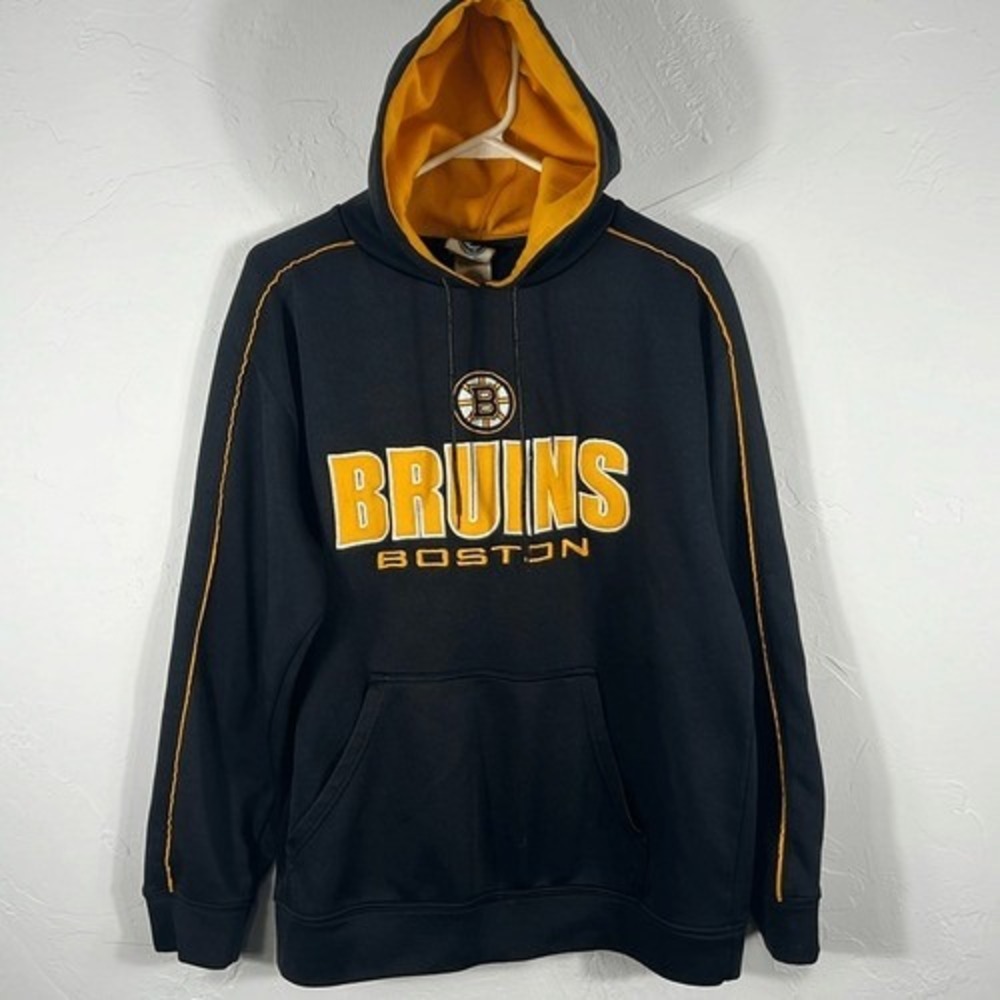 🔥 Vintage BOSTON BRUINS NHL Hockey Embroidered HOODIE Sweatshirt Sz Lg - EUC